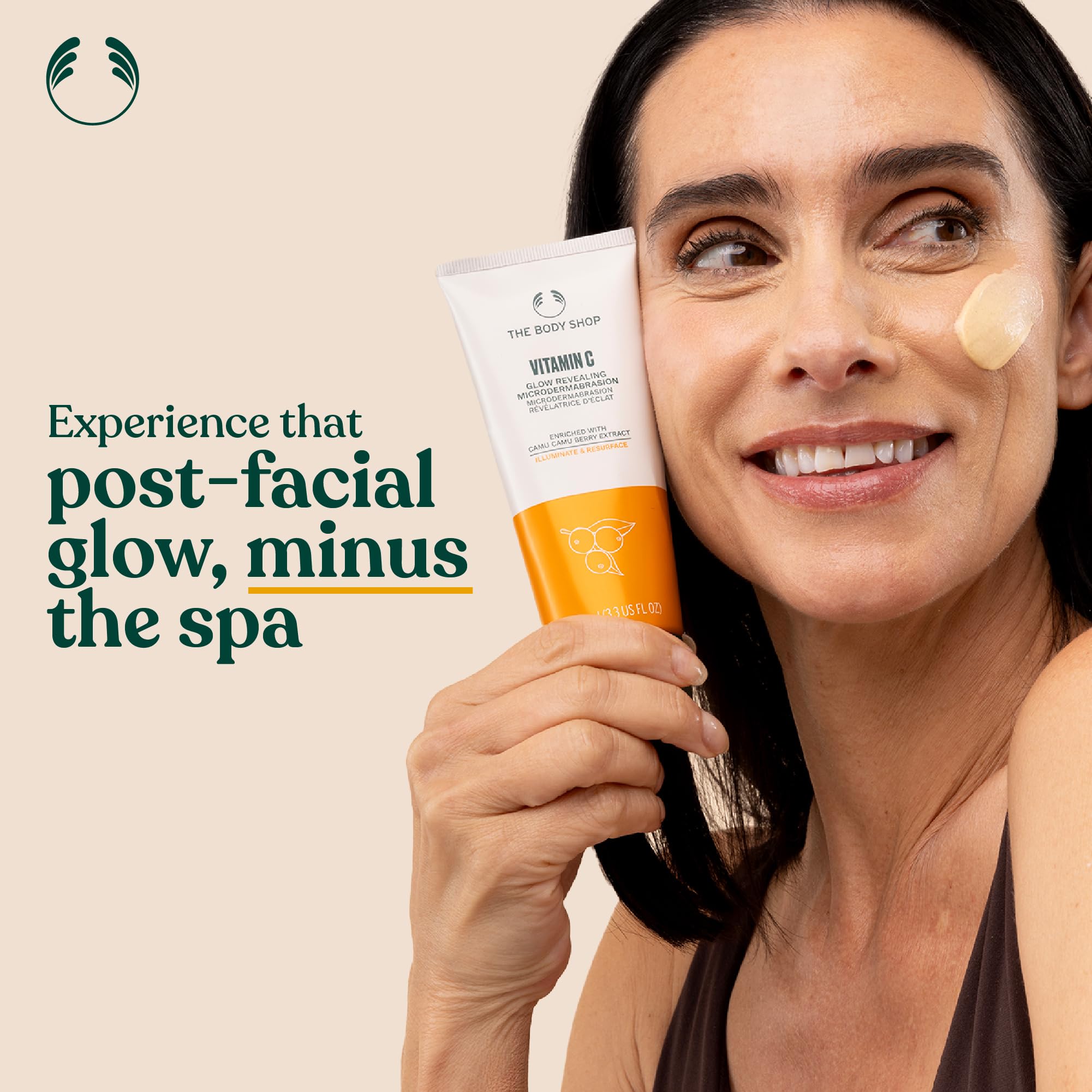 The Body Shop Vitamin C Glow Boosting Microdermabrasion jar captures premium weekly ritual prep