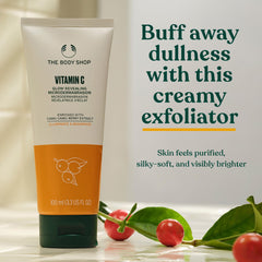 The Body Shop Vitamin C Glow Boosting Microdermabrasion scrub-particles reveal natural exfoliants for deeper cleansing