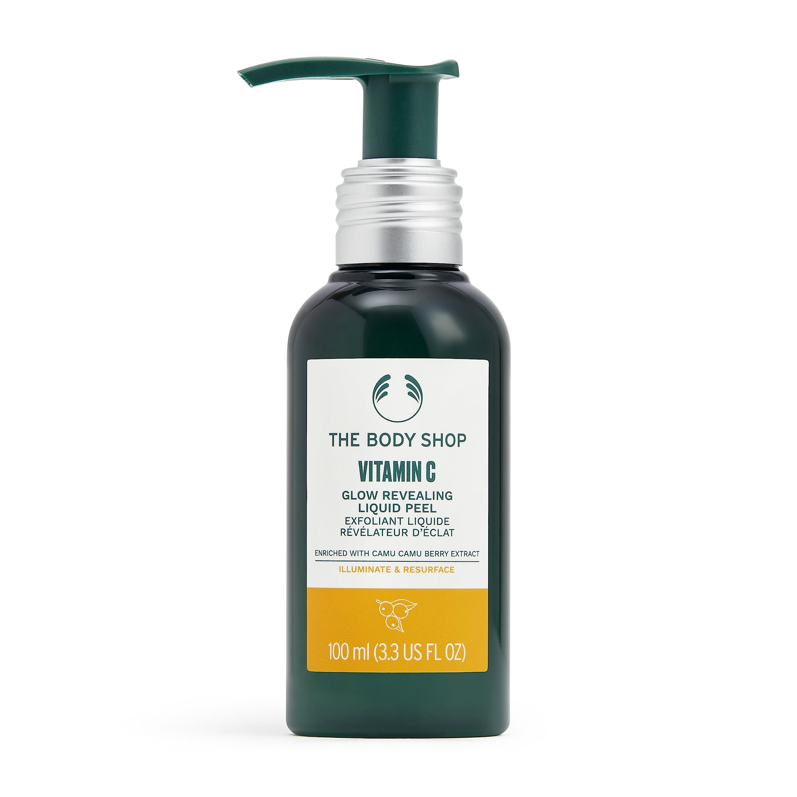 The Body Shop Vitamin C Glow-Revealing Liquid Peel in application, showcasing gentle exfoliation and glow.
