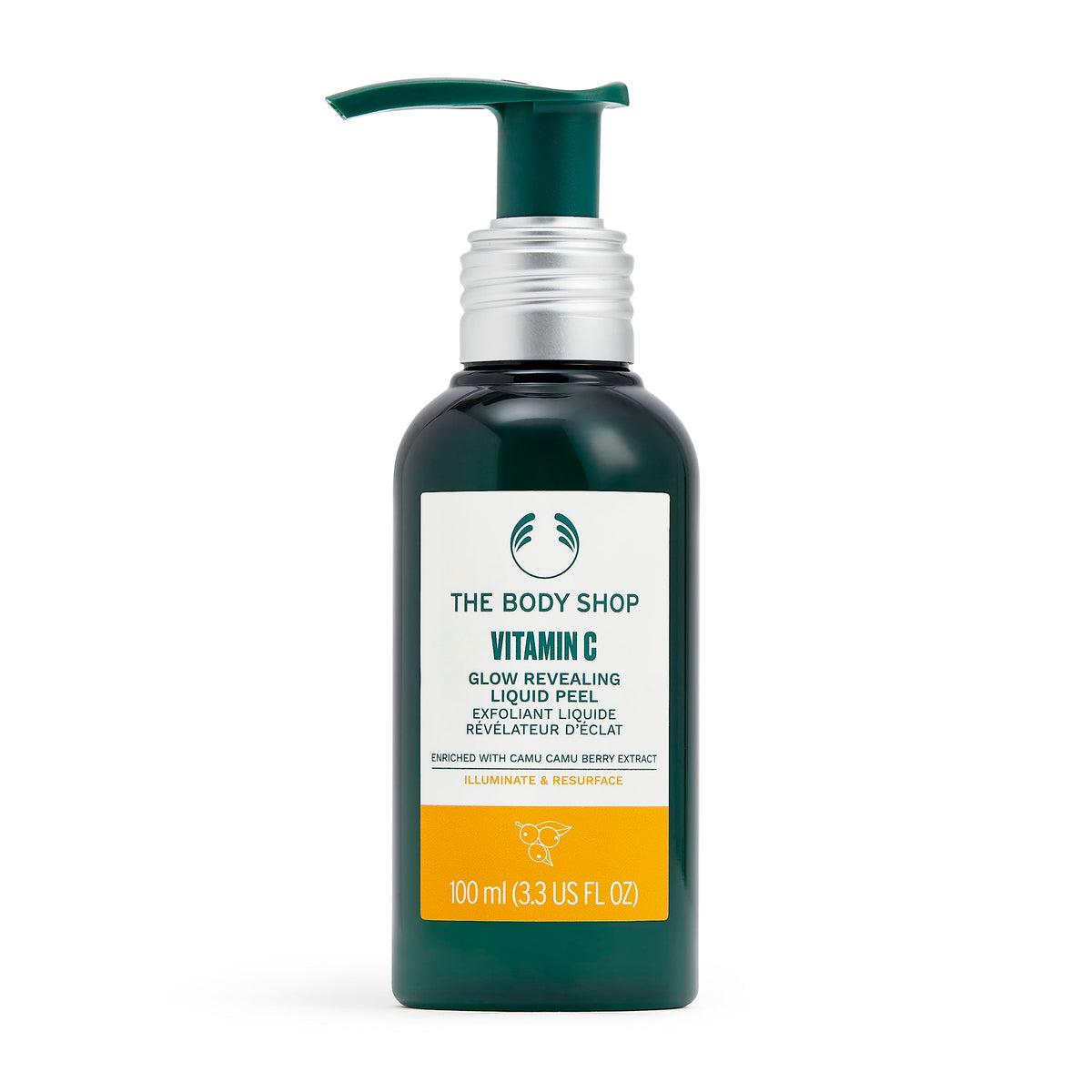 The Body Shop Vitamin C Glow-Revealing Liquid Peel in application, showcasing gentle exfoliation and glow.
