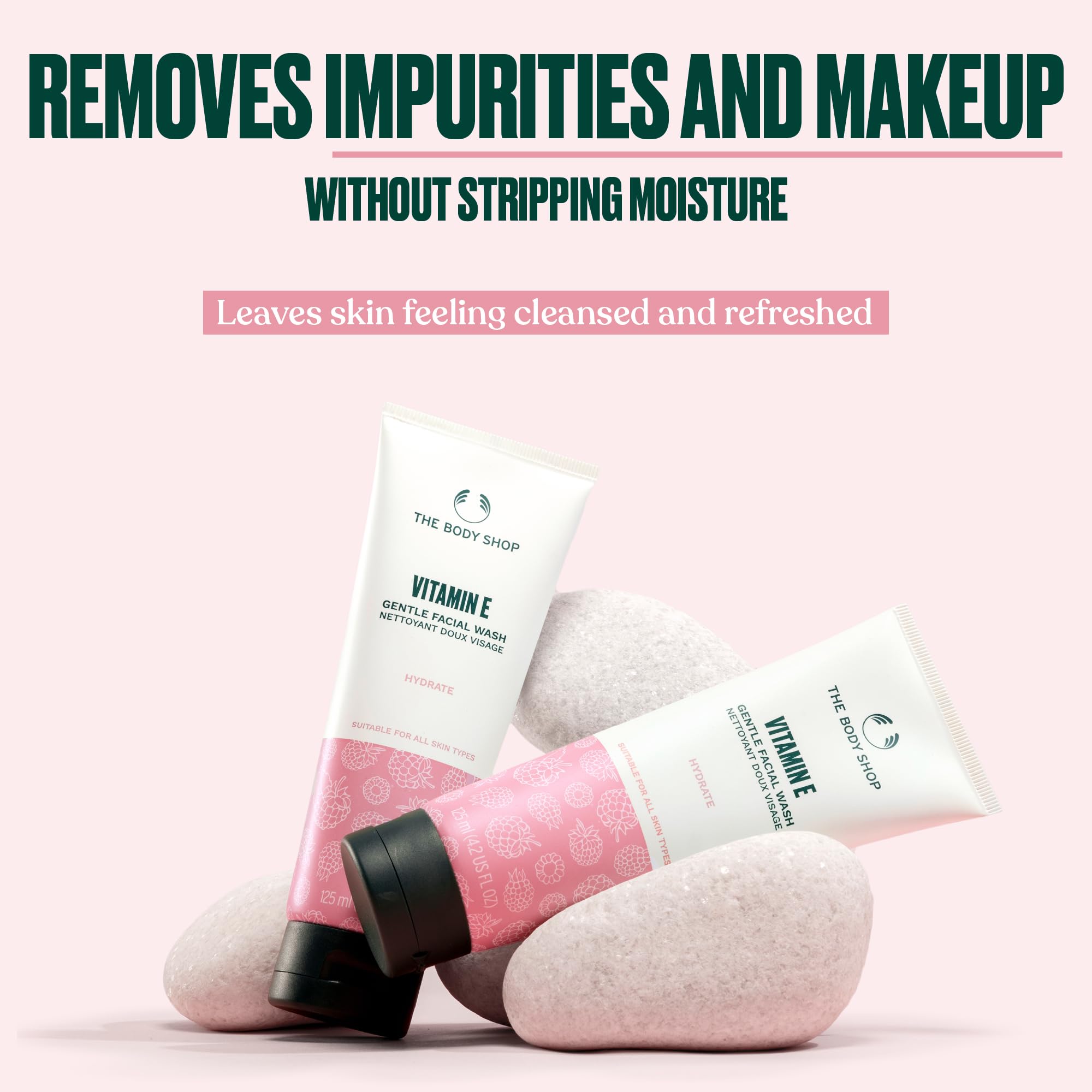 The Body Shop Vitamin E Gentle Facial Wash creamy foam in action