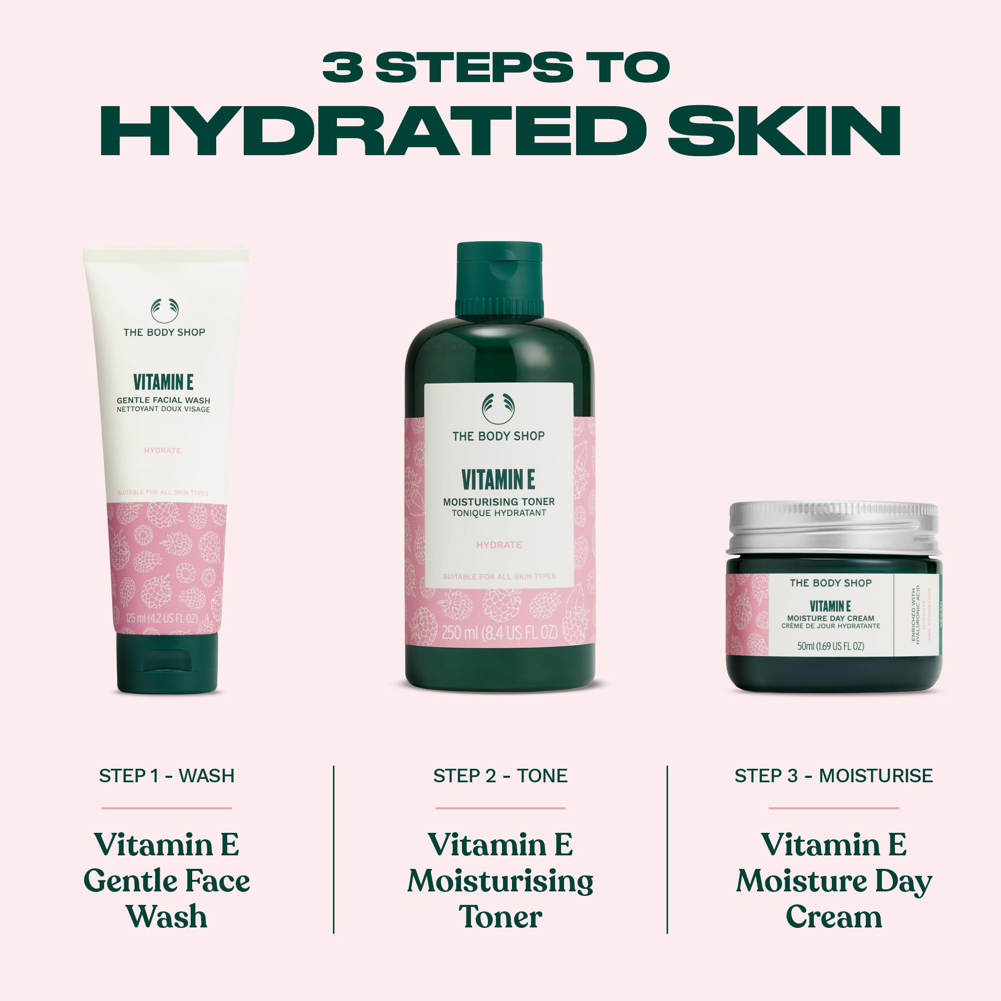 The Body Shop Vitamin E Gentle Facial Wash suitable for evening skincare routine