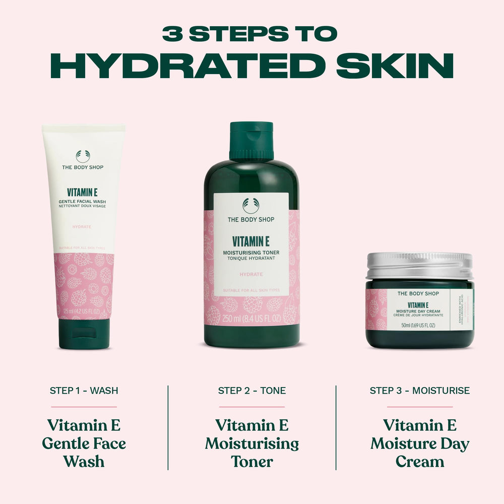 The Body Shop Vitamin E Gentle Facial Wash suitable for evening skincare routine