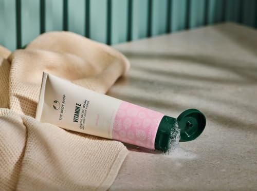 The Body Shop Vitamin E Gentle Facial Wash texture showing gentle cleansing action