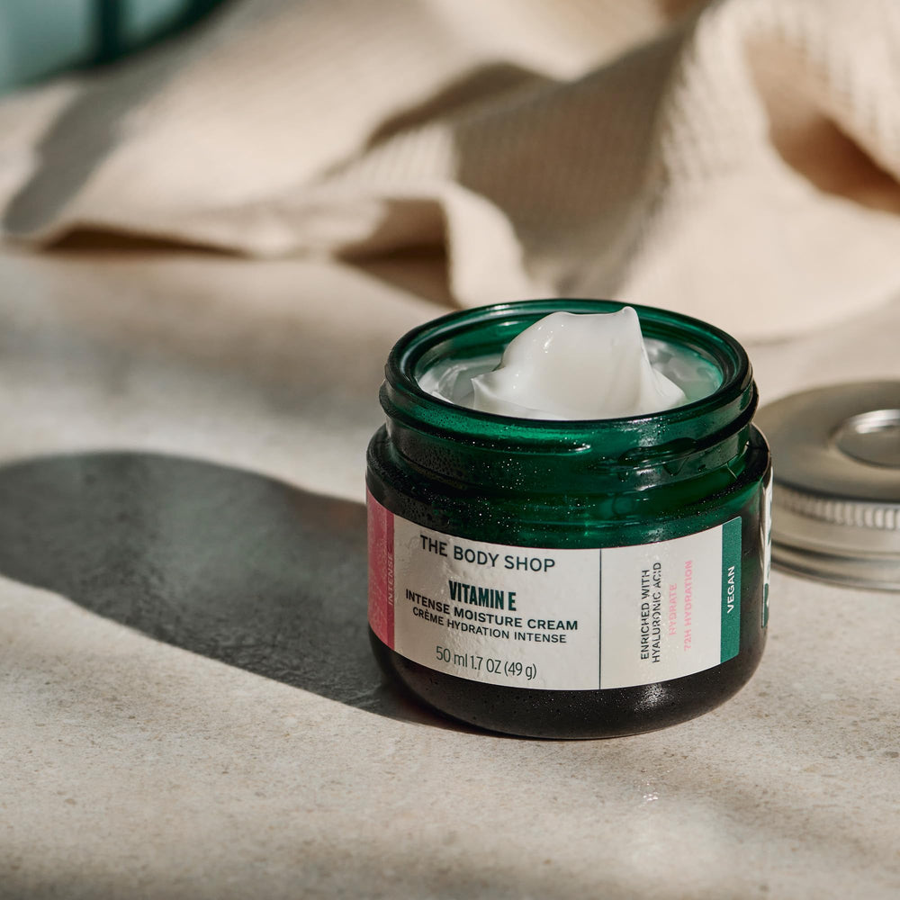 The Body Shop Vitamin E Intense Moisturizer vegan formula suits plant-based skincare routines
