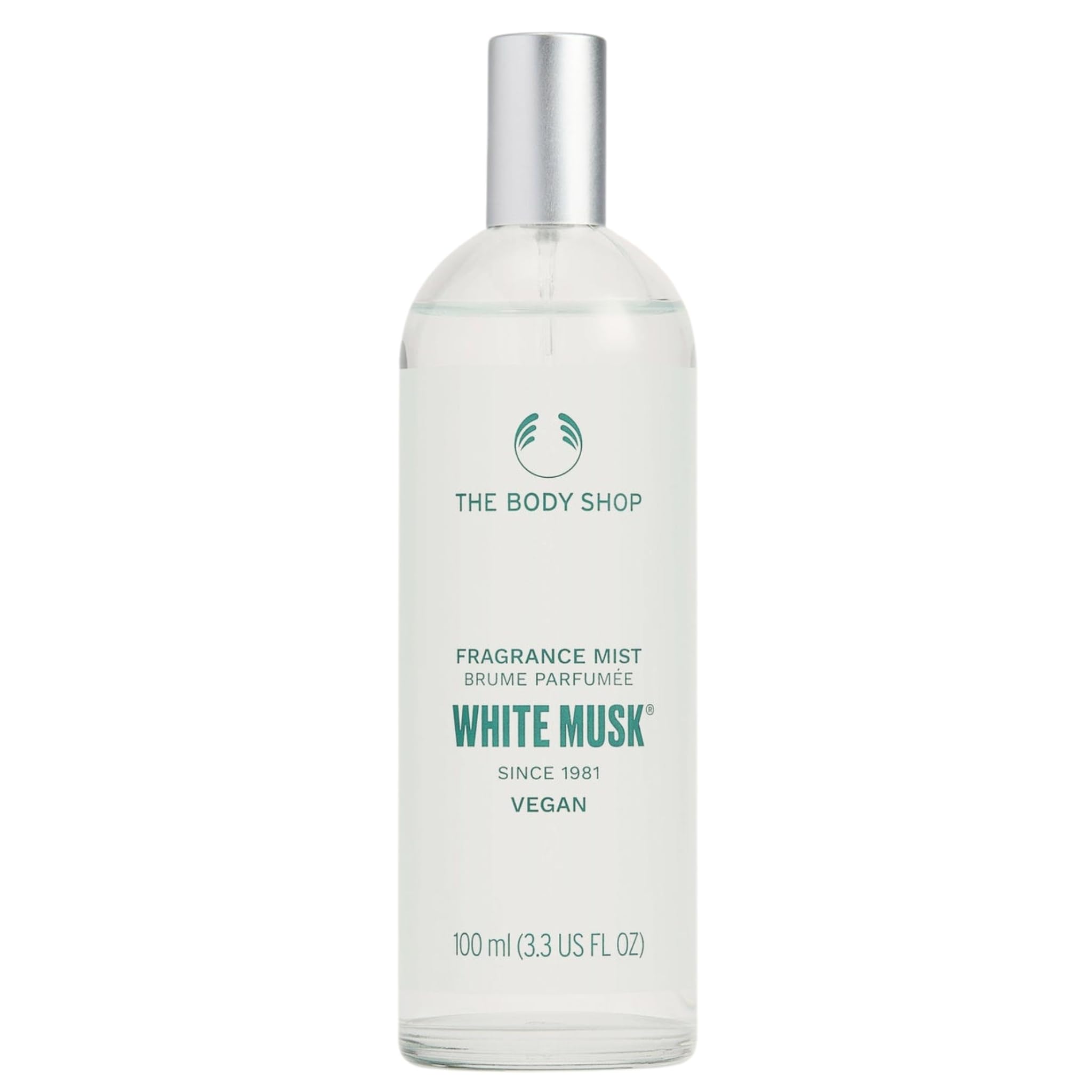 The Body Shop White Musk Body Mist bottle spray for a refreshing, all-over scent.