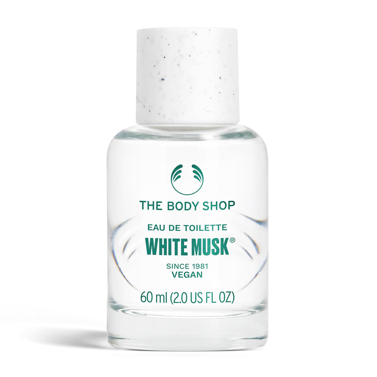The Body Shop White Musk EDT bottle front highlights fresh floral notes for daily confidence.