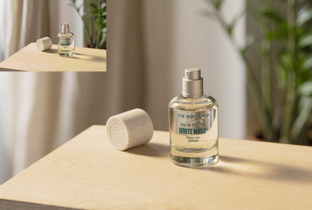 The Body Shop White Musk EDT being spritzed, capturing everyday confidence.