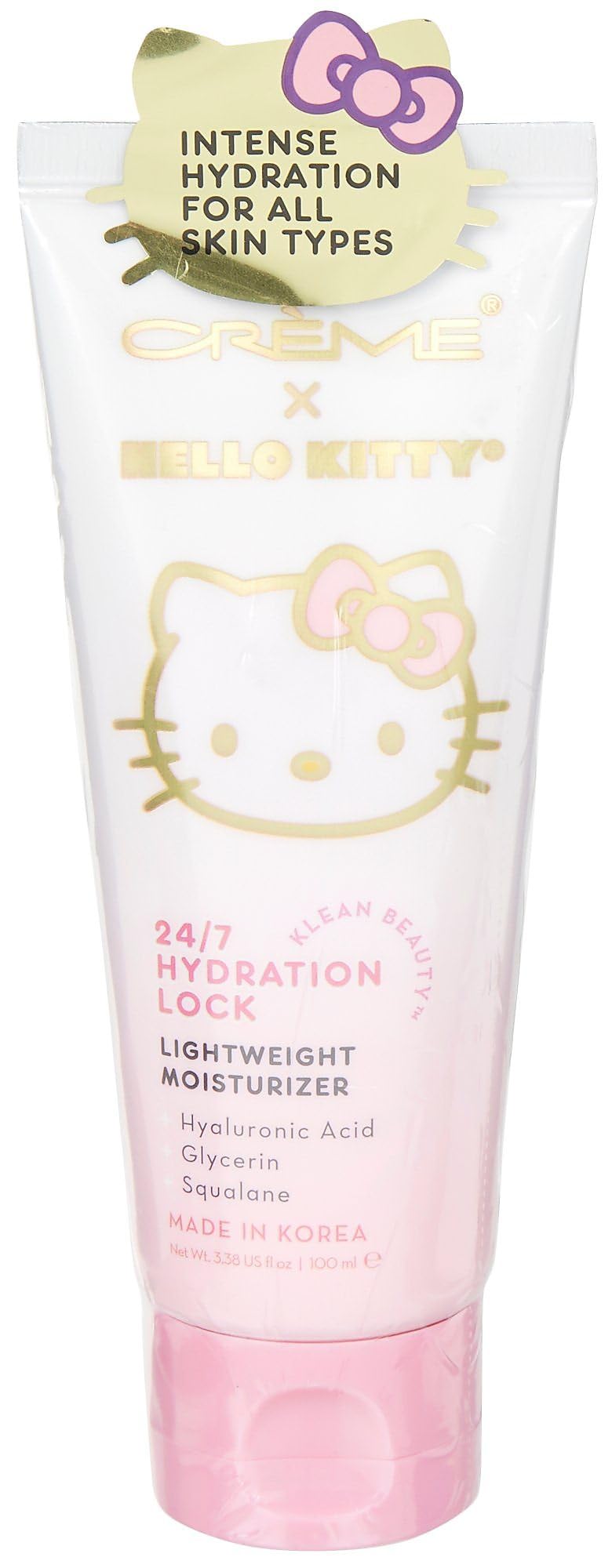 The Crème Shop Hello Kitty, botella de hidratación 24/7 para piel suave.