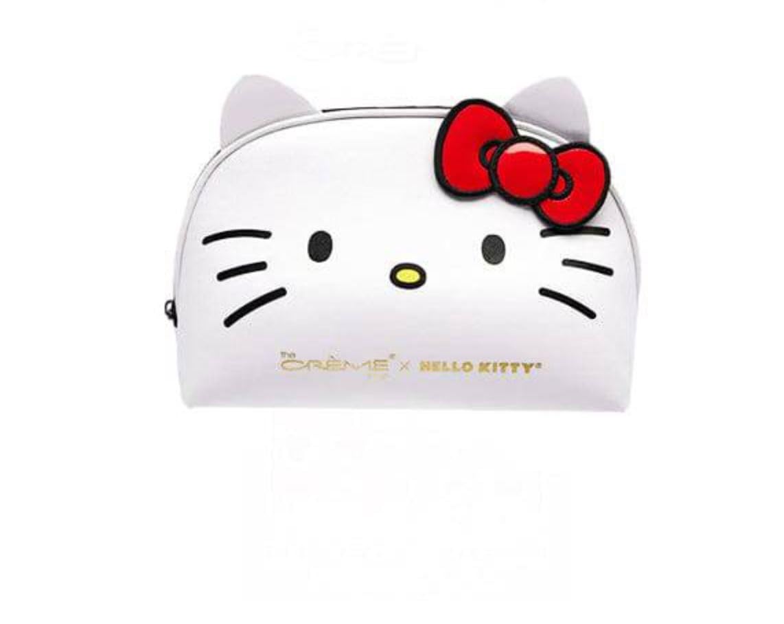 The Crème Shop Hello Kitty dome pouch in red, front view for travel essentials.