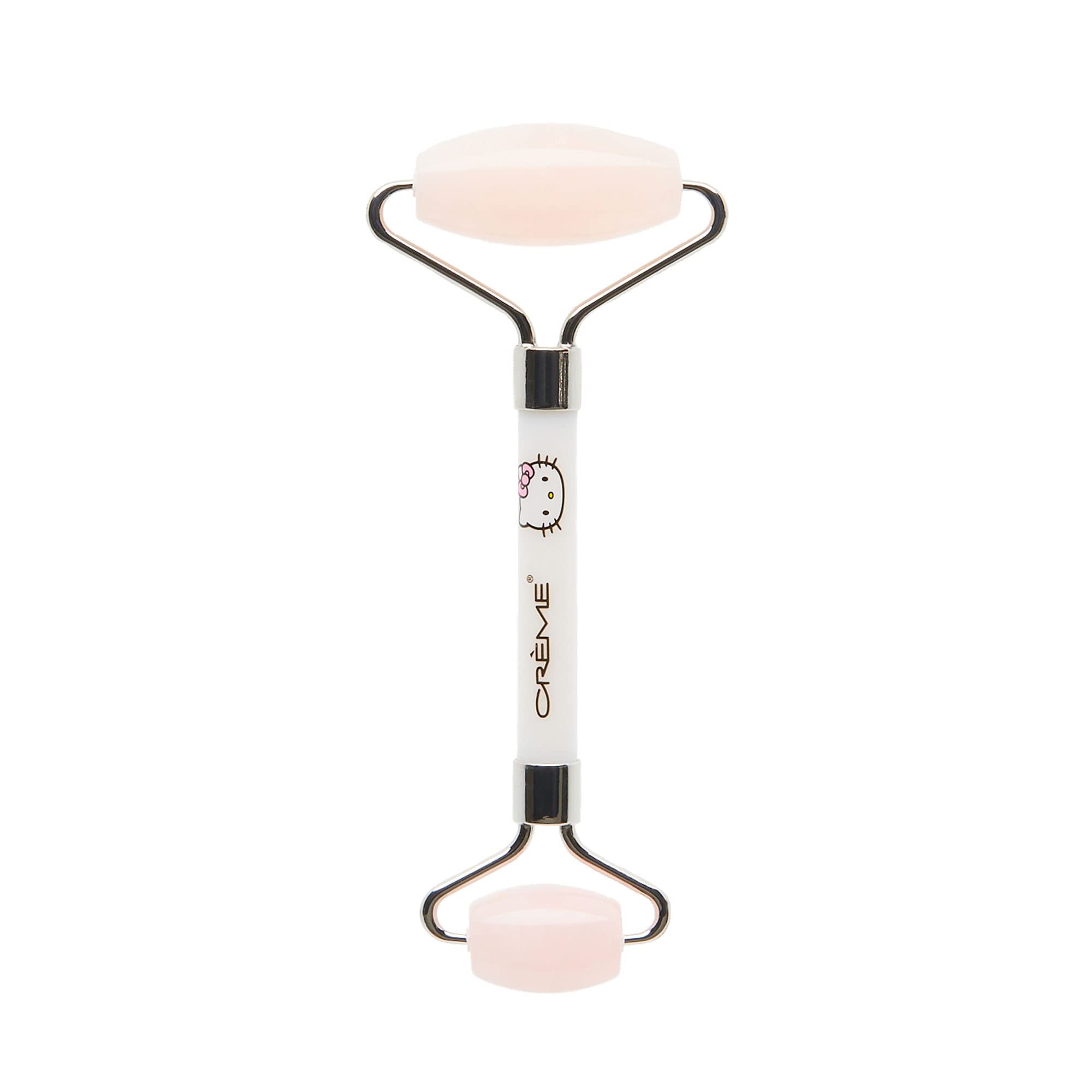 The Crème Shop Hello Kitty Love Quartz Roller — large end for body and face, promotes relaxation.
