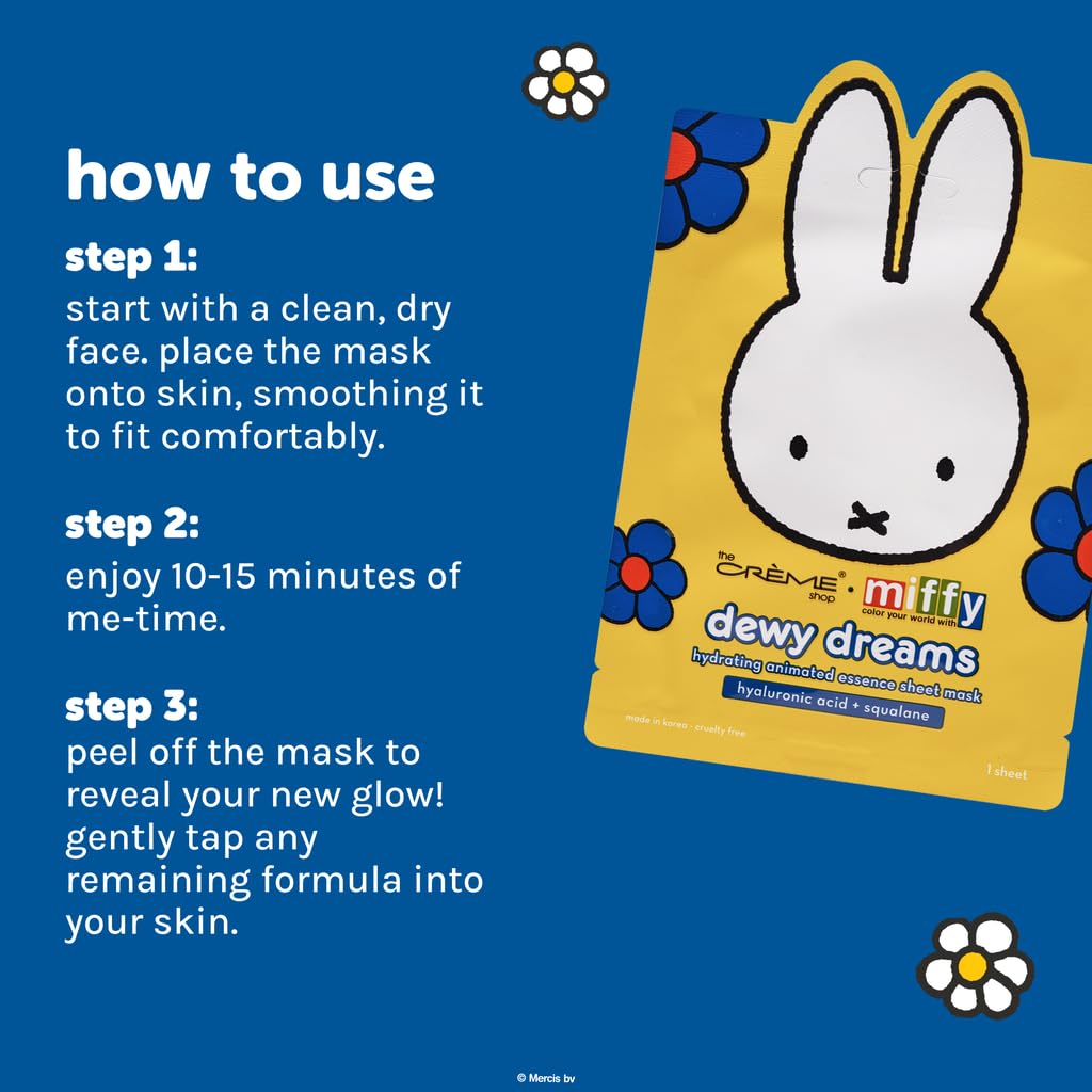 The Crème Shop Miffy daily-use sheet mask suits all skin types and routines.