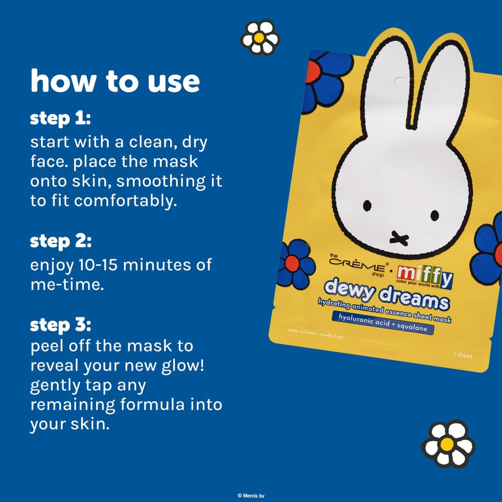 The Crème Shop Miffy daily-use sheet mask suits all skin types and routines.