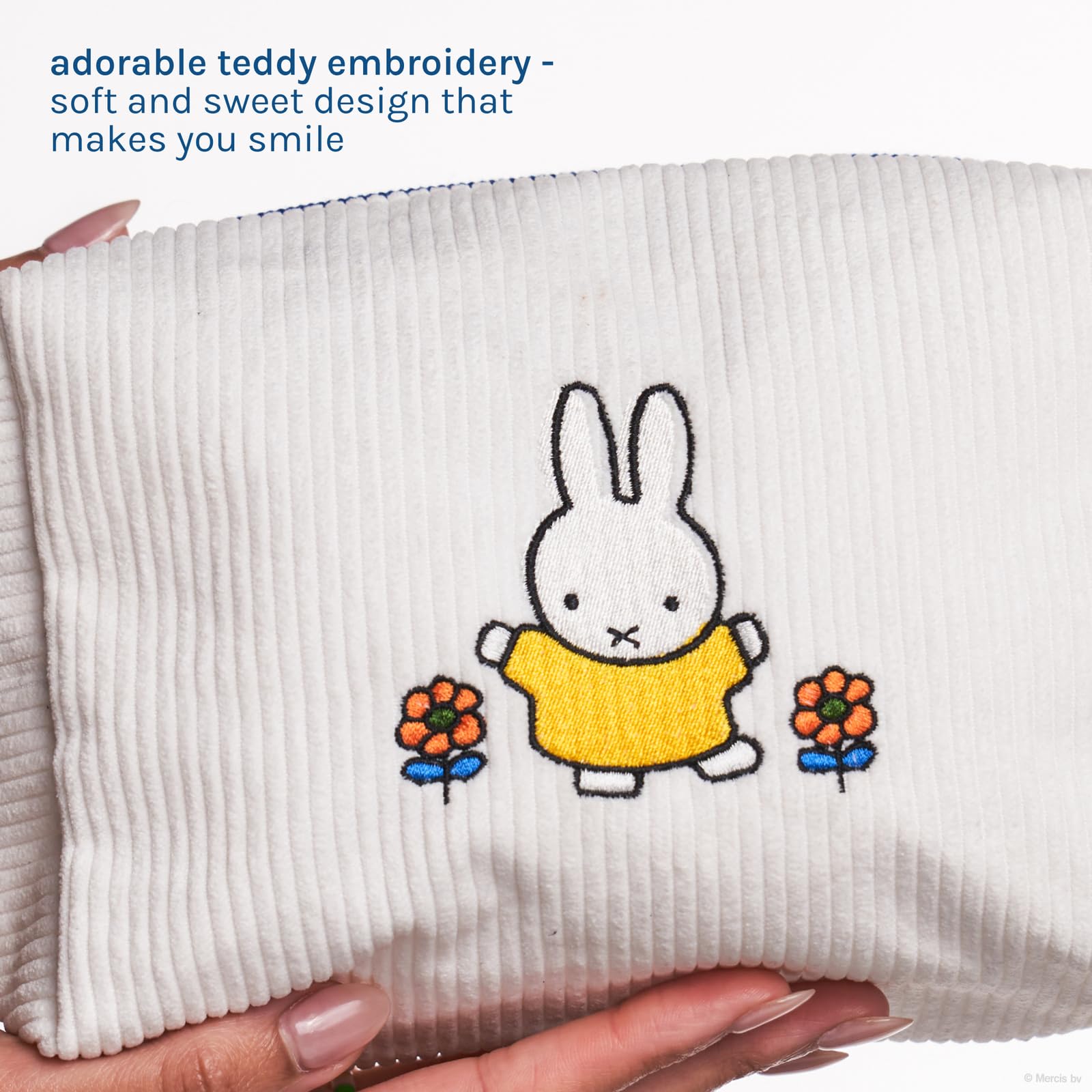 The Crème Shop Miffy bag spacious interior fits brushes, skincare, and small essentials.