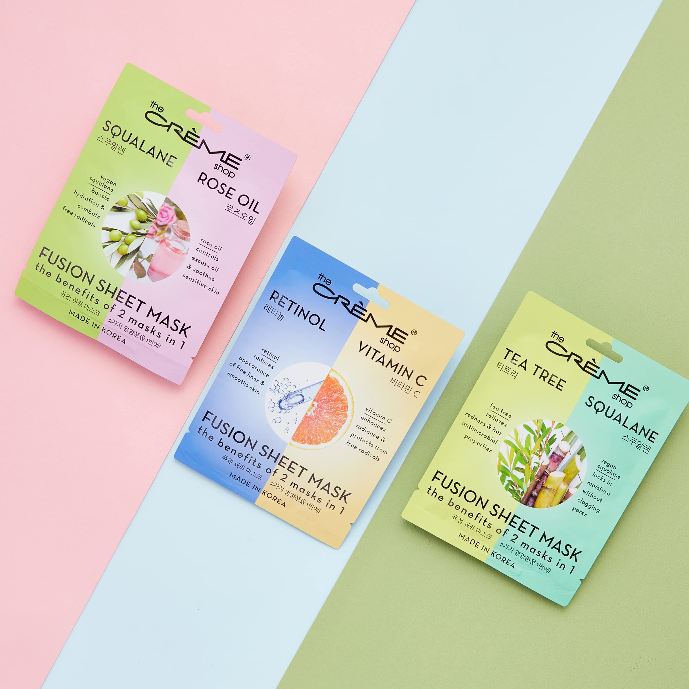 The Crème Shop retinol vitamin C fusion sheet mask brightness results suggest radiant, even-toned skin.