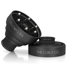 The Curly Co collapsible hair diffuser assembled showing tailored curl support and quick setup.