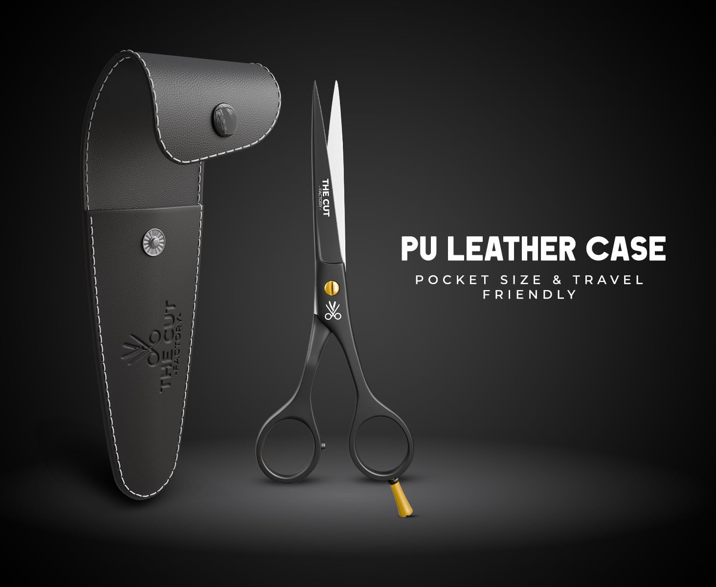 THE CUT - FACTORY - scissors cutting hair in hand demonstrating precise trimming benefit