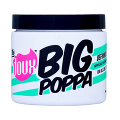 The Doux Big Poppa curl-defining gel jar delivers lasting curl definition and healthy shine.