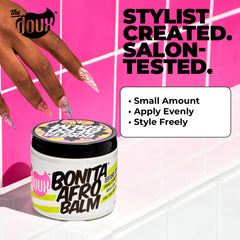 The Doux Bonita Afro Balm curl definition cream close-up for defined coils.