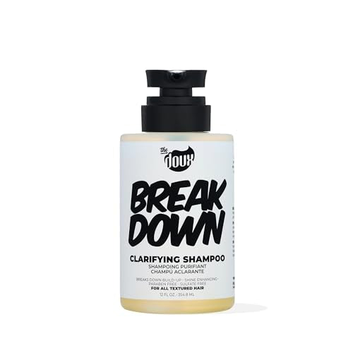 The Doux Breakdown dispensed shampoo ready for quick, sulfate-free cleansing of textured hair.