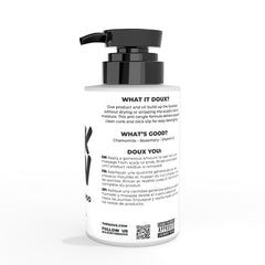 The Doux Breakdown on textured hair coils delivers slip for detangling without breakage.