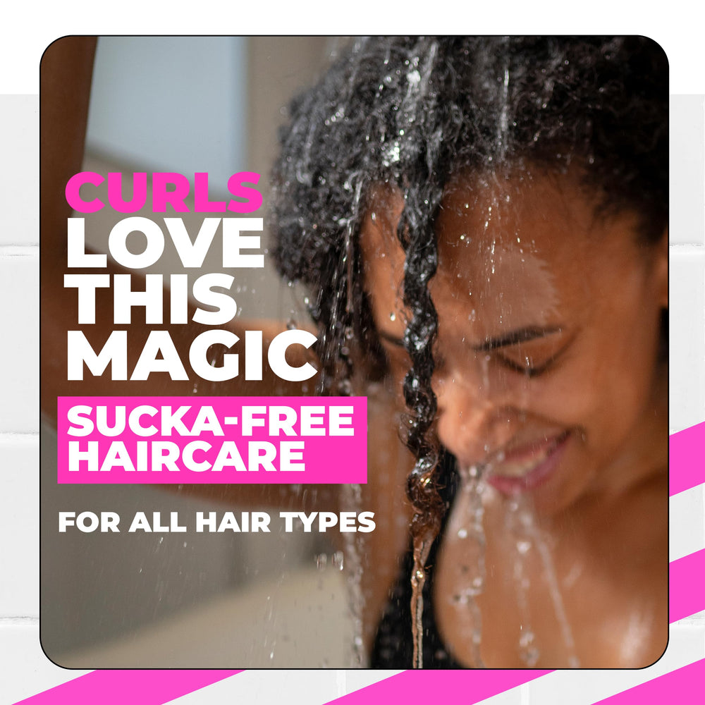 The Doux WE WANT EASY silky cream texture nourishes curly strands.