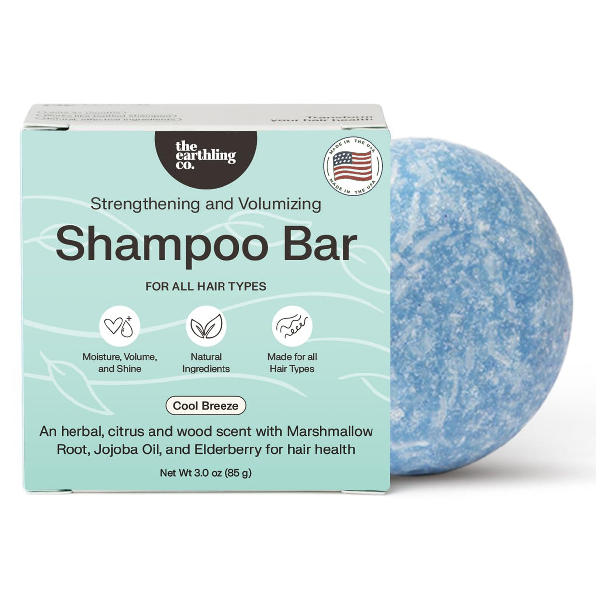 The Earthling Co. Shampoo Bar lather close-up emphasizes rich cleansing and soft, non-stripping feel.