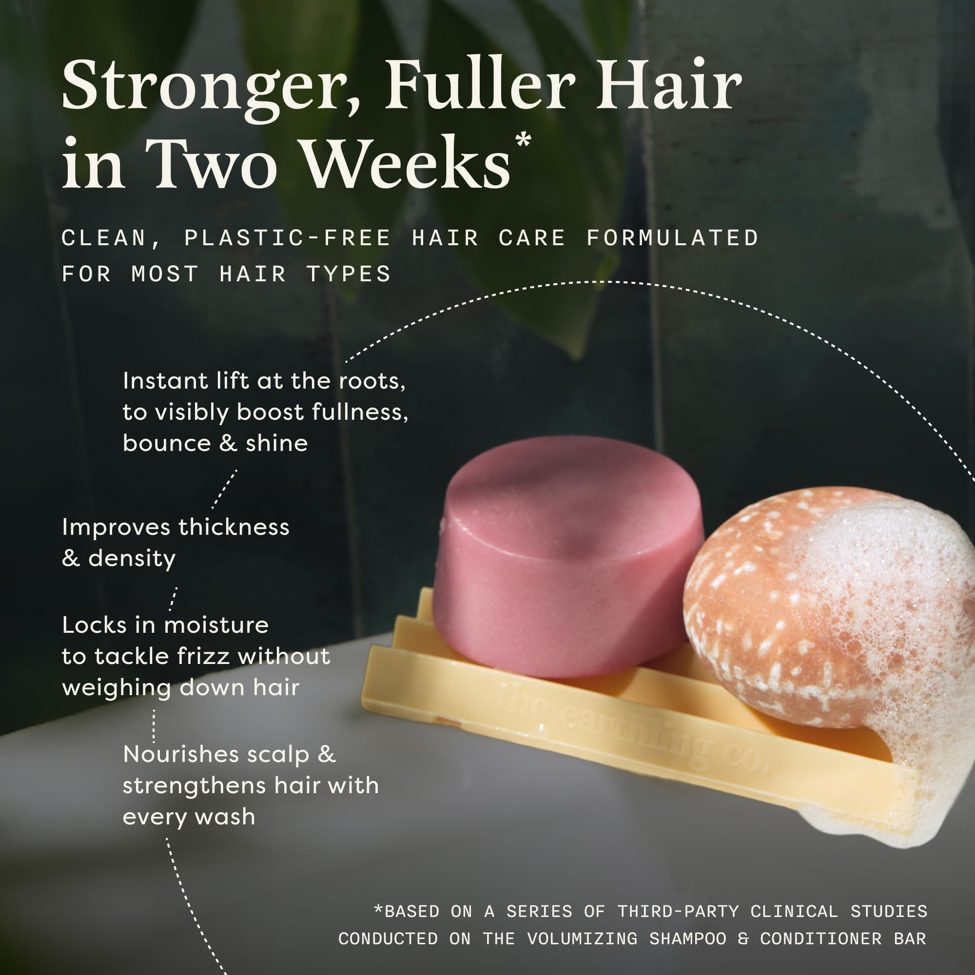 The Earthling Co. shampoo bar pour reveals creamy lather and easy application.