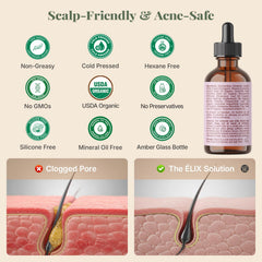 The ÉLIX rosemary oil blend with castor and pumpkin seed promotes nourishing scalp care