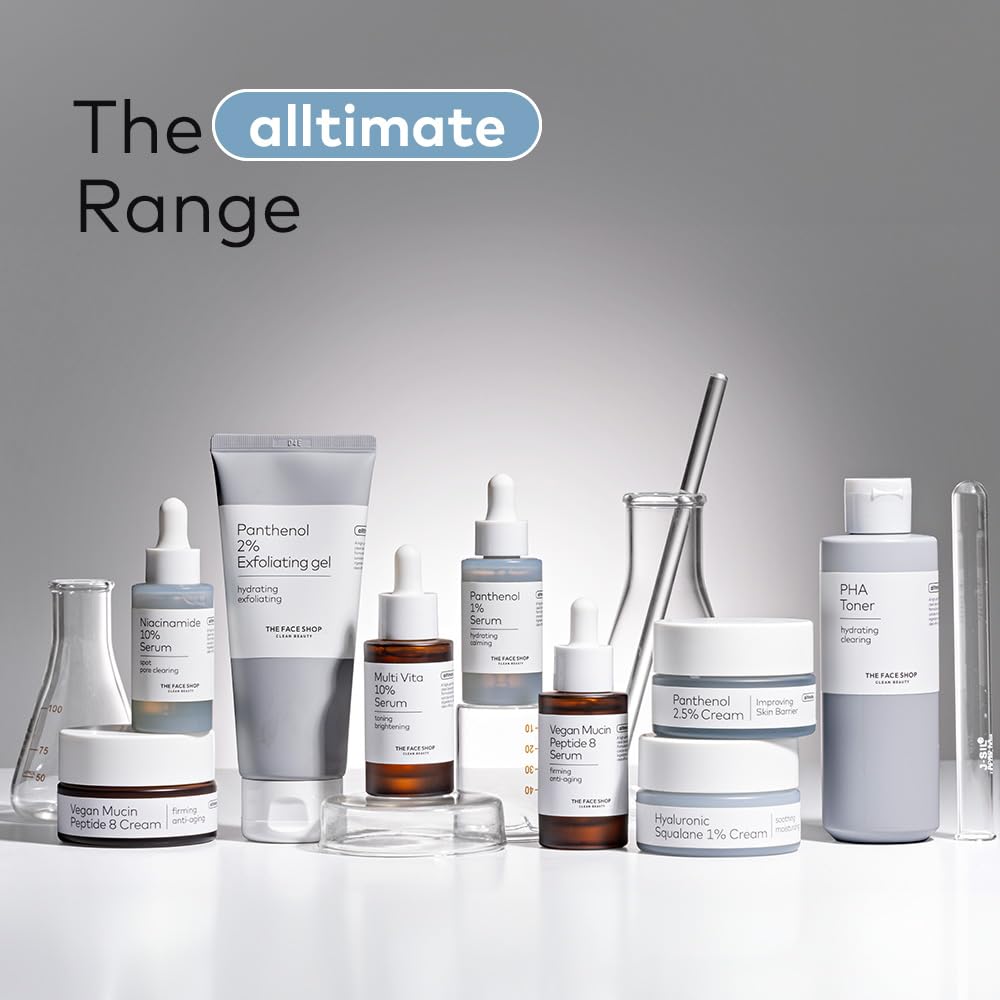 The Face Shop Alltimate exfoliator packaging and cap detailing conveys trust.