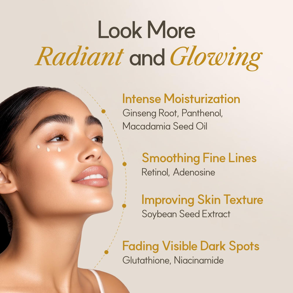 The Face Shop Ginseng Glow Eye Serum being applied under the eye for gentle care.