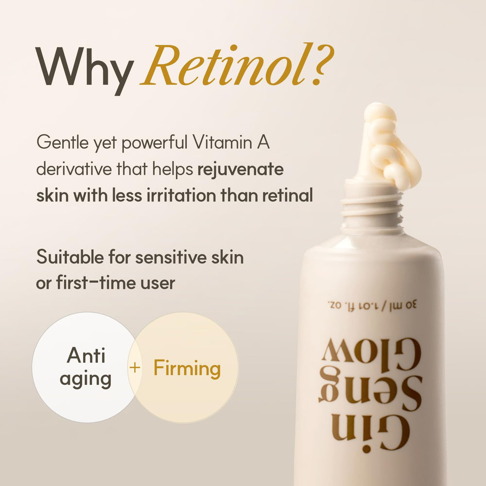 The Face Shop Ginseng Glow Eye Serum with retinol for gentle skin rejuvenation.