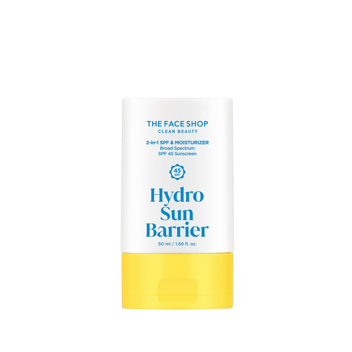 The Face Shop Hydro Sun Barrier bottle demonstrates daily SPF 45 hydration.