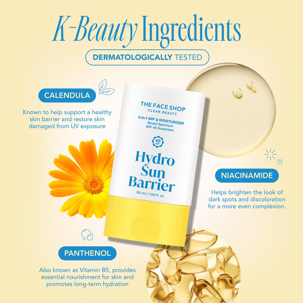 The Face Shop Hydro Sun Barrier niacinamide close-up supports healthy barrier.
