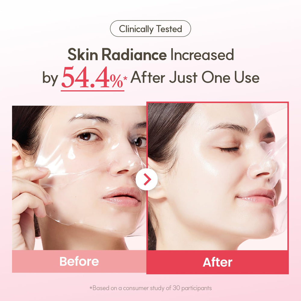 The Face Shop Pink Collagen Wrapping Mask applying action demonstrates an even layer before peel