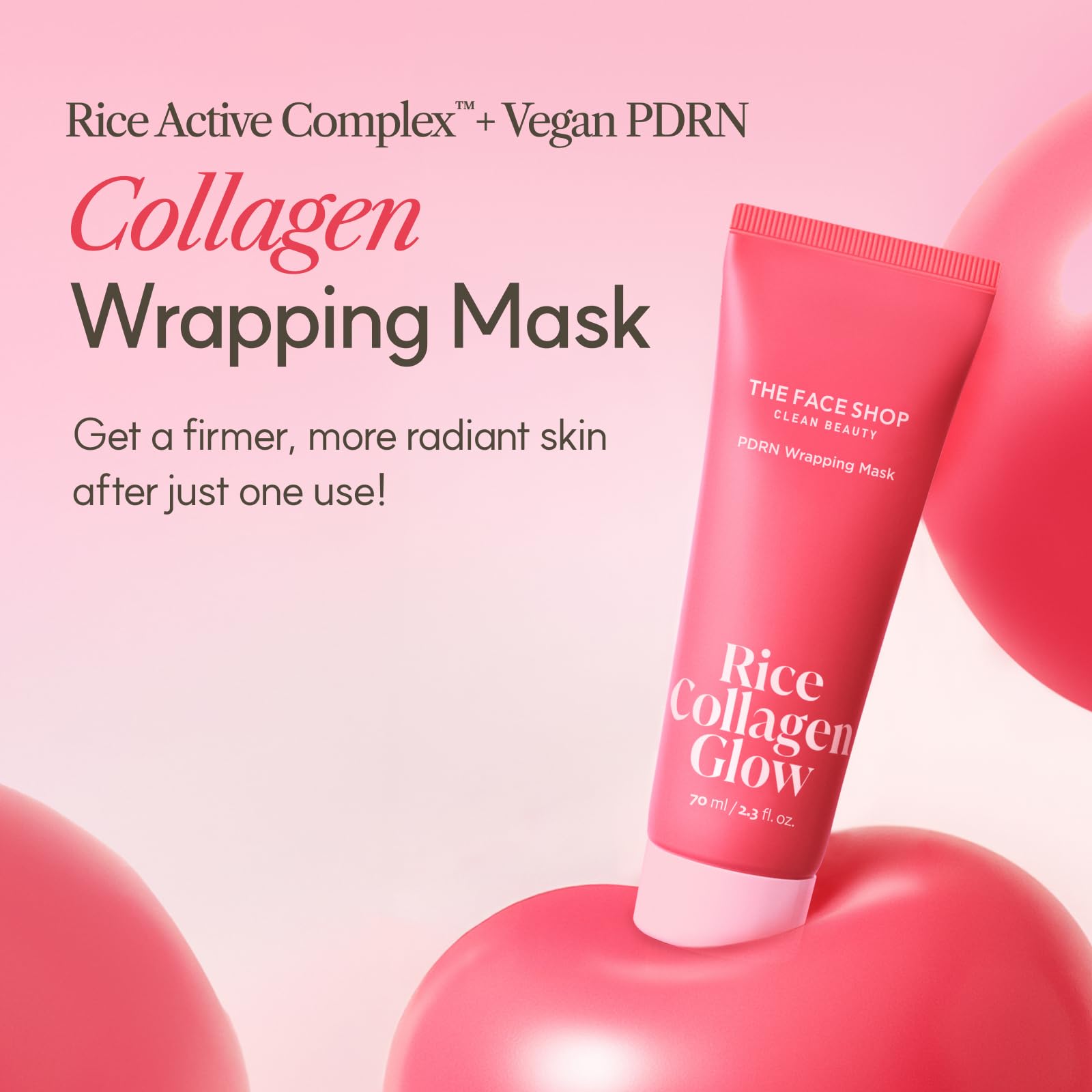 The Face Shop Pink Collagen Wrapping Mask texture closeup highlights oil-rich formula for dewy skin