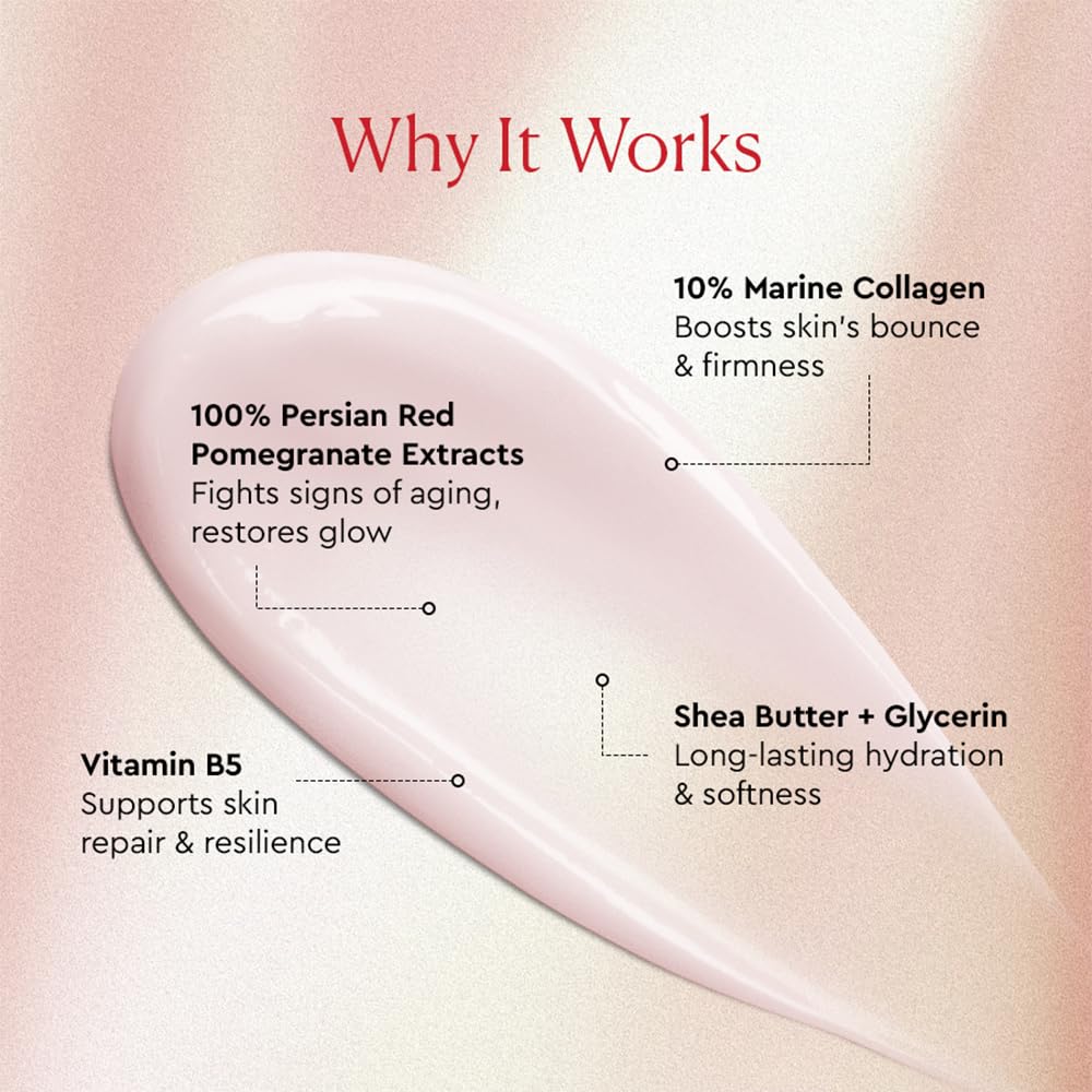 The Face Shop Pomegranate extract closeup emphasizes nourishing under-eye skin.