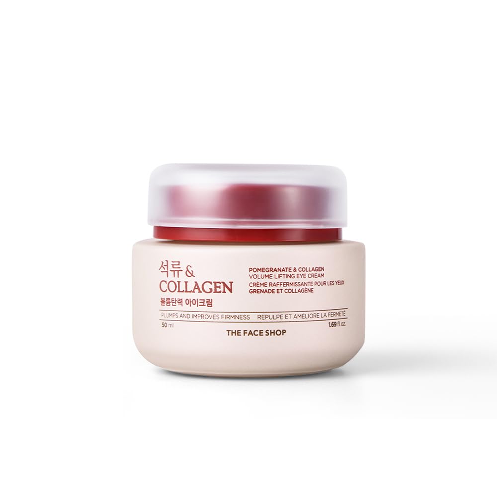 The Face Shop Pomegranate & Collagen eye cream packaging showcases premium anti-aging care