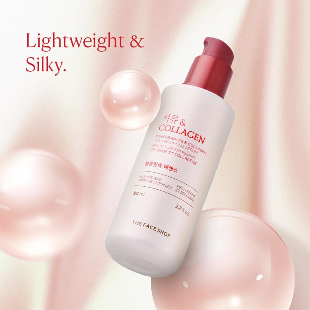 The Face Shop Pomegranate & Collagen serum demonstrates rapid penetration for moisturized skin