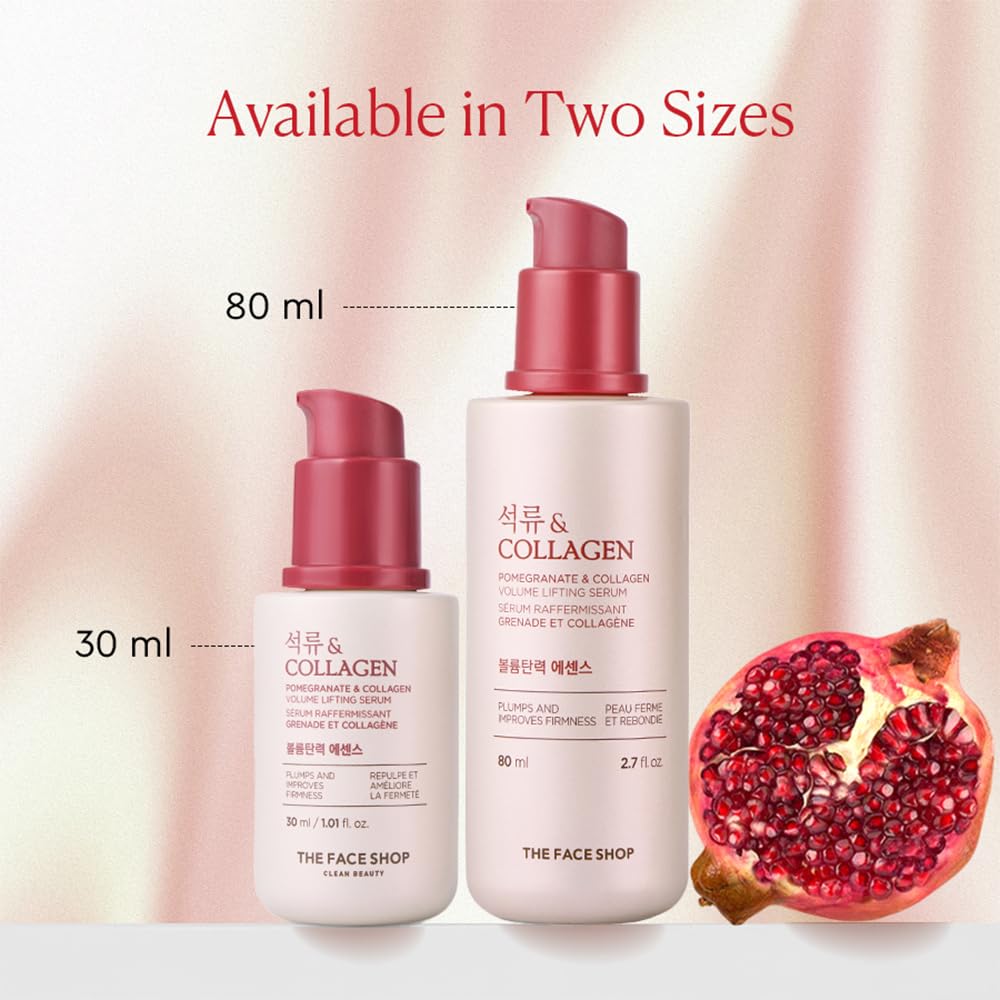 The Face Shop Pomegranate & Collagen serum in a morning skincare routine setting