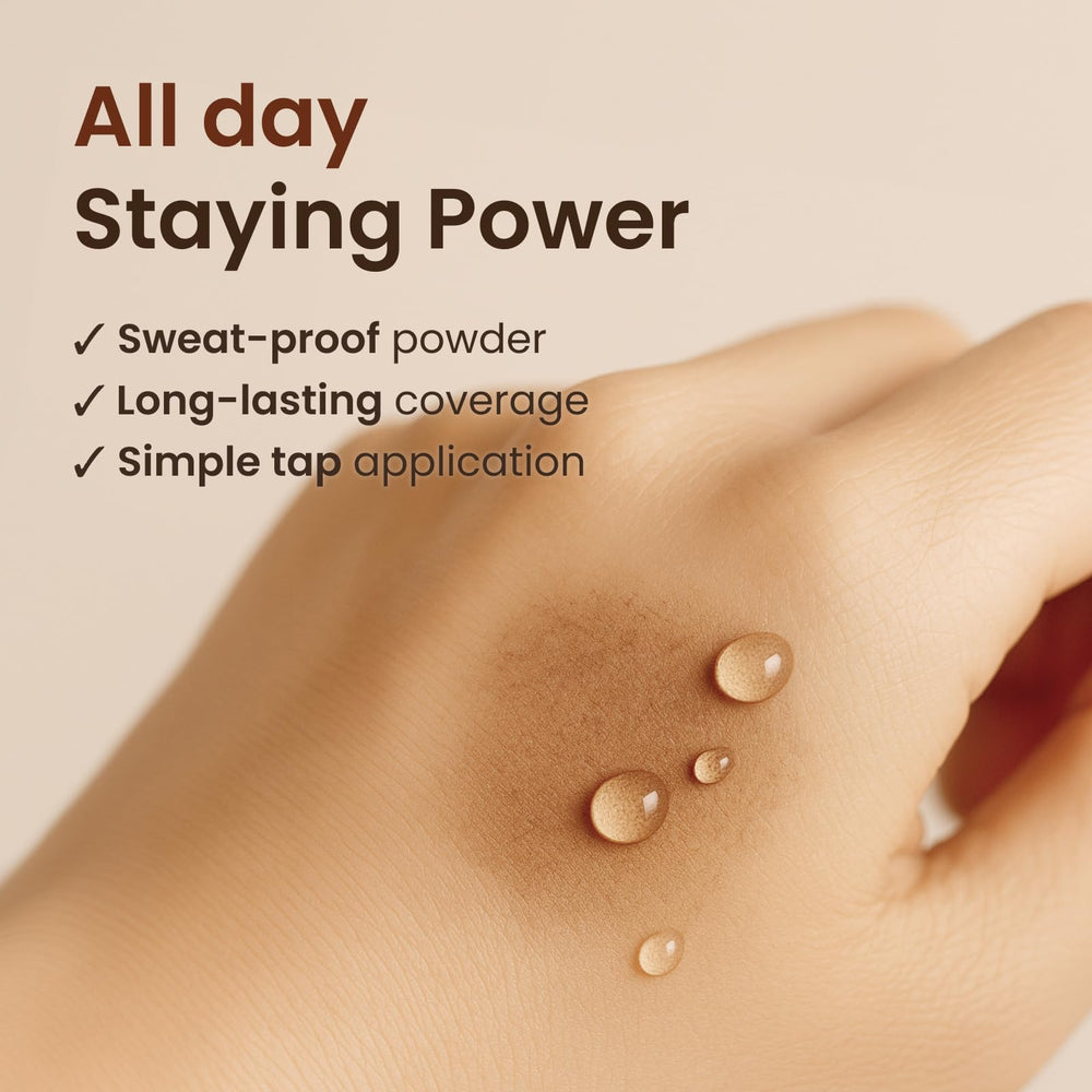 The Face Shop Quick Hair Puff close-up of powder texture for oil control.