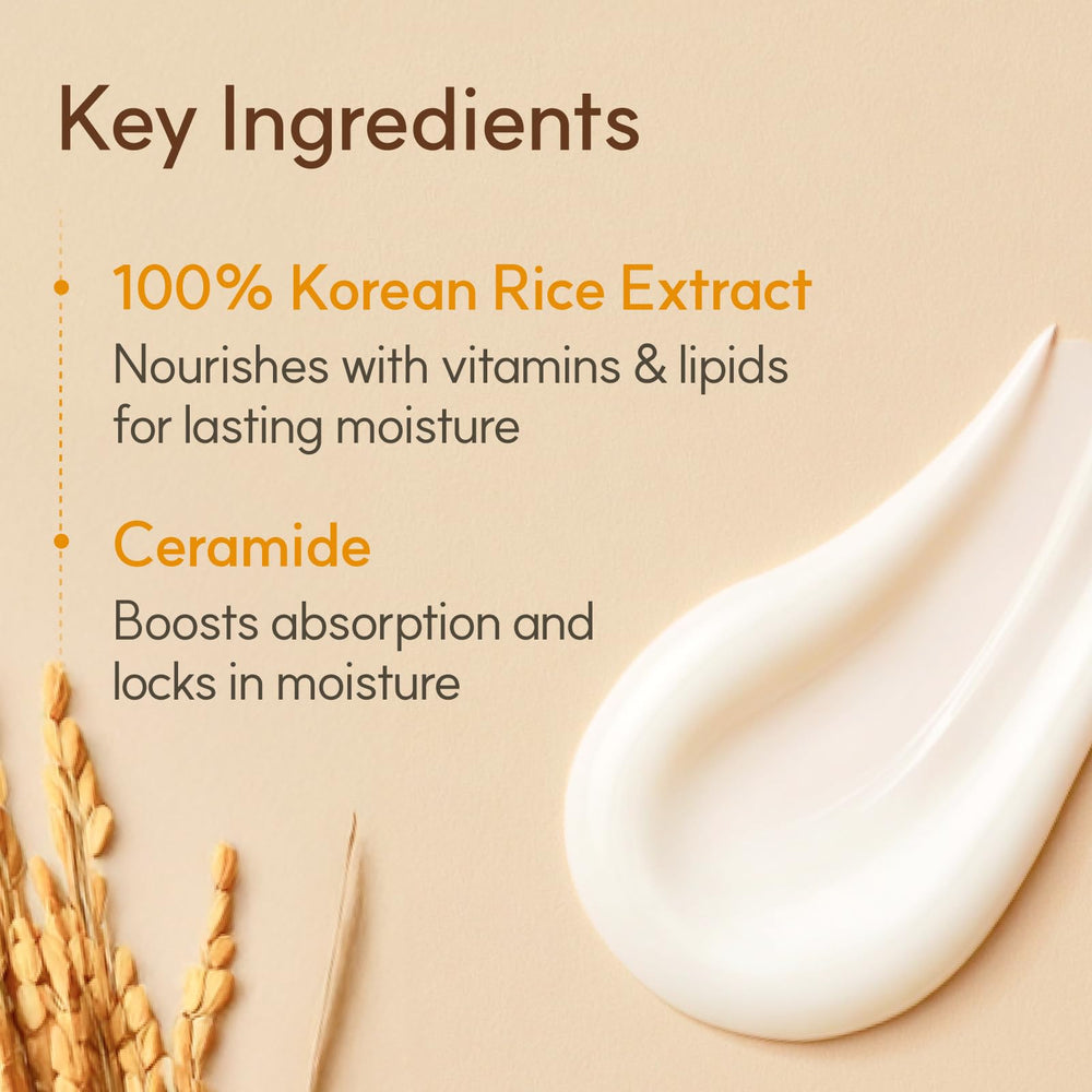 The Face Shop Rice Ceramide Cream ingredients label highlights ceramide and plant-based components.
