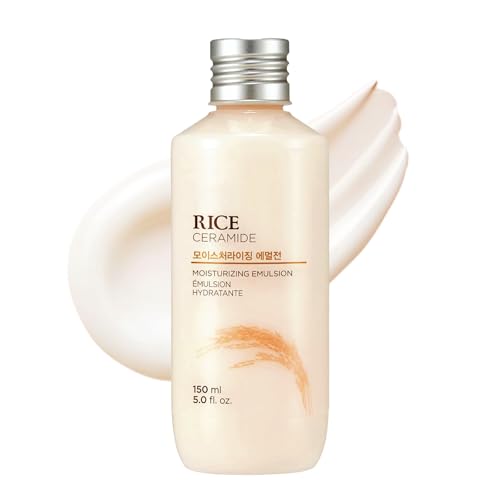 The Face Shop Rice Ceramide Emulsion bottle showing lightweight hydration for dry skin