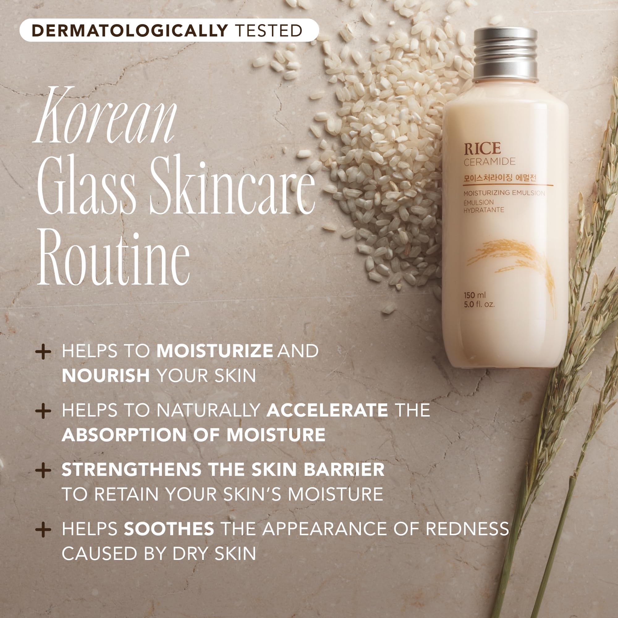 The Face Shop Rice Ceramide Emulsion tube delivering silky finish and lasting moisture