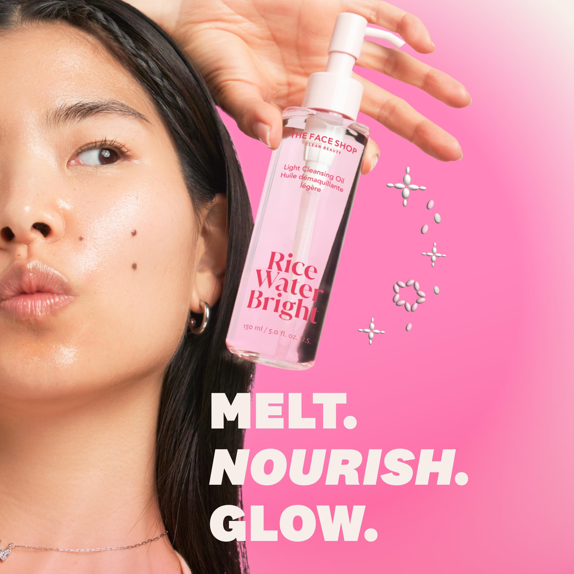 The Face Shop Rice Water Bright cleansing oil pump for easy application.