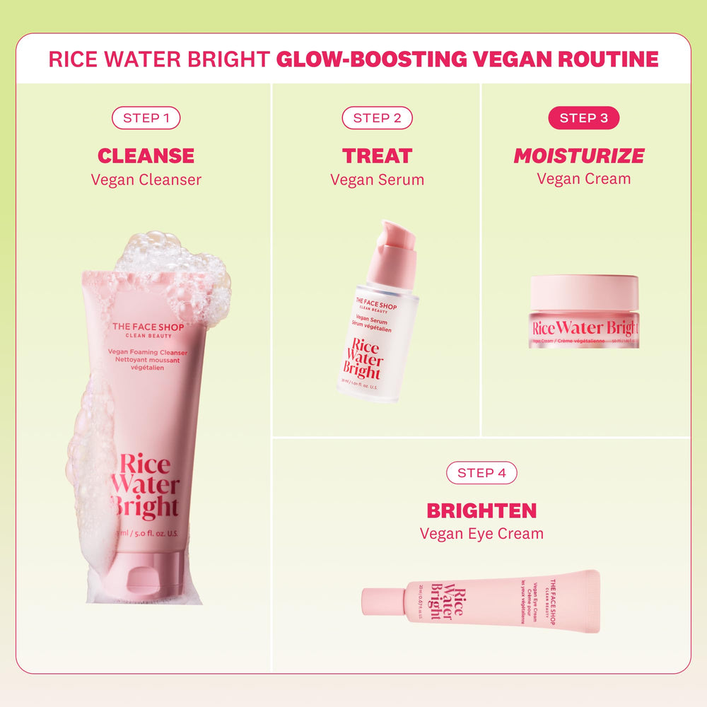 The Face Shop Rice Water Bright Cream used as part of morning routine