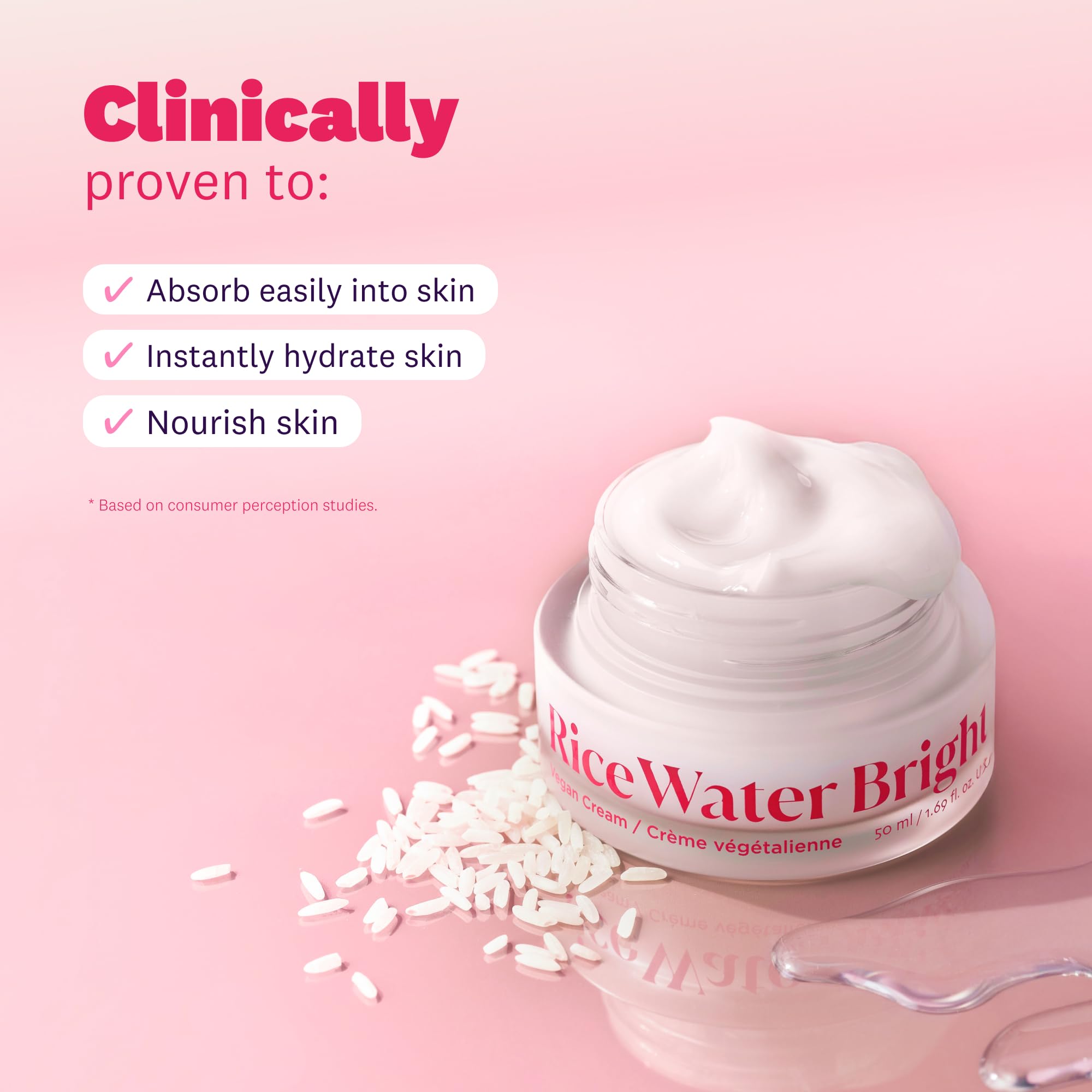 The Face Shop Rice Water Bright Cream swirl demonstrates lightweight hydration