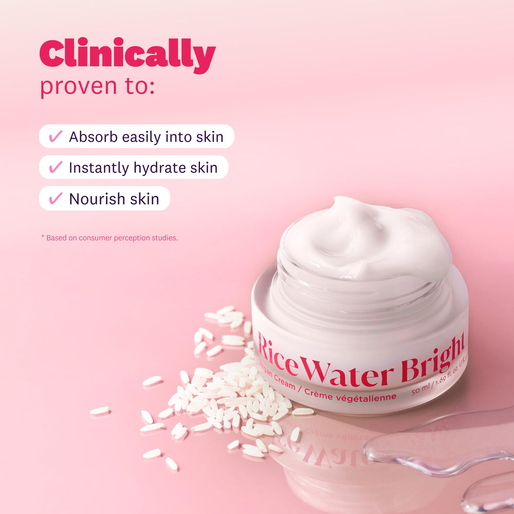 The Face Shop Rice Water Bright Cream swirl demonstrates lightweight hydration