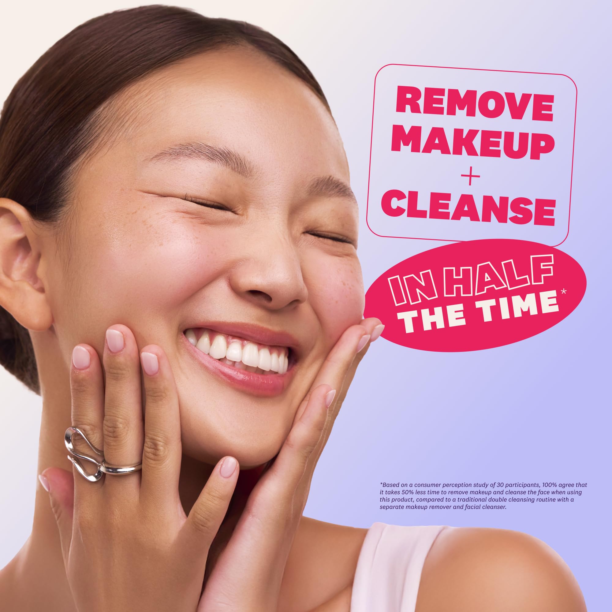 Jelly cleanser washing away makeup and residue after massage.
