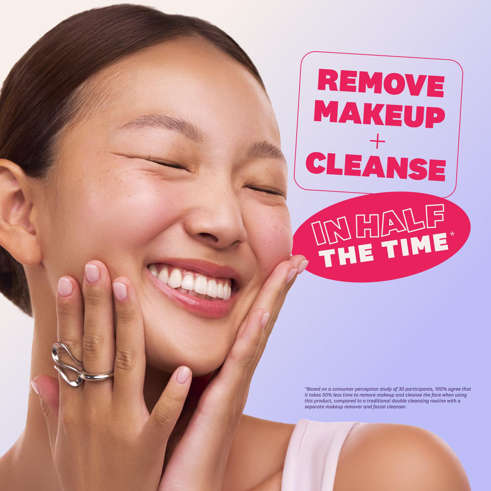 Jelly cleanser washing away makeup and residue after massage.
